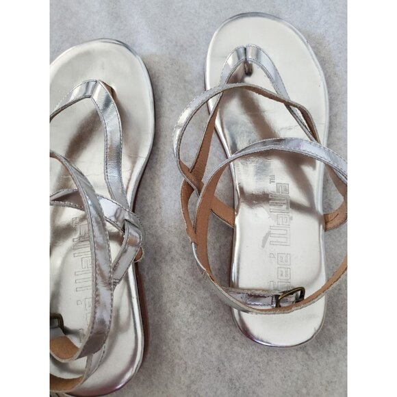 Gee Wawa Leather Sandals Women Size 7 Ankle Strap Metallic - Picture 2 of 4